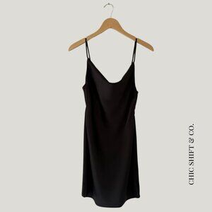 Urban Outfitters Mallory Satin Slip Dress - Black, Cowl Neck, Size S